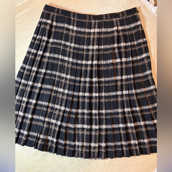 Armani Jeans Dresses & Skirts - Armani Jeans Plaid Pleated Skirt with White and Tan Stripes
